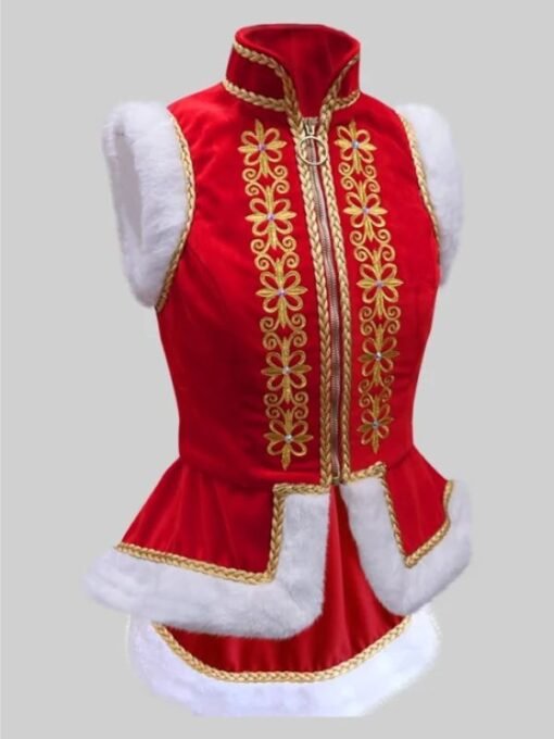 Women Christmas Red Velvet Jerkin