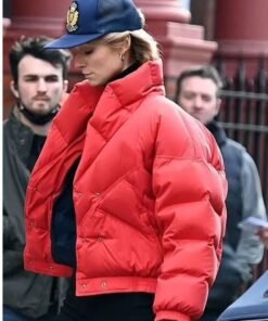 Elizabeth Debicki The Crown S05 Princess Red Puffer Jacket