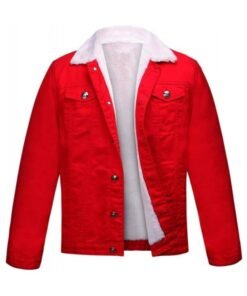 Christmas Fur Red Denim jacket