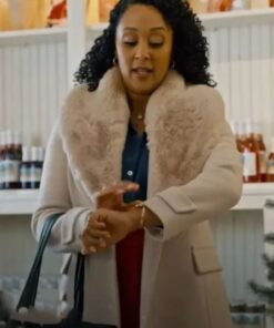 Christmas Tamera Mowry-Housley White Shearling Coat