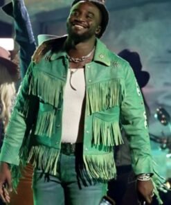 Shaboozey CMA Green Fringe Jacket