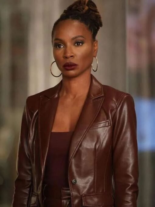 Found S02 Gabi Mosely Brown Blazer Leather Jacket