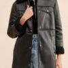 Women Sherpa Oversize Black Shearling Leather Jacket