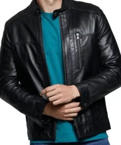 Classic Hugo Real Black Leather Jacket