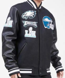 Black Philadelphia Eagles Mashup Varsity Jacket