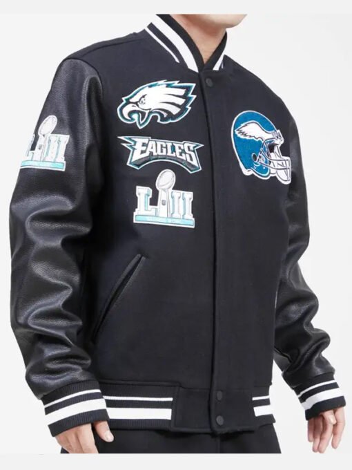 Black Philadelphia Eagles Mashup Varsity Jacket