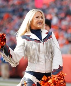 Denver Broncos Cheerleaders Fringe White Jacket