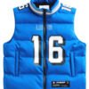 Off Season Jared Goff Detroit Lions Blue Puffer Vest