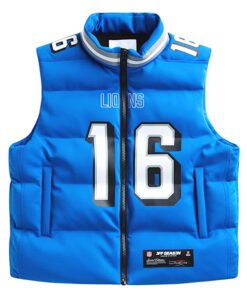 Off Season Jared Goff Detroit Lions Blue Puffer Vest