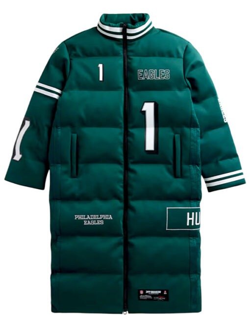Off Season Jalen Hurts Green Puffer Long Coat