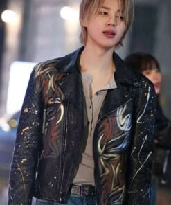 BTS Jimin Who Song 2024 Black Leather Jacket