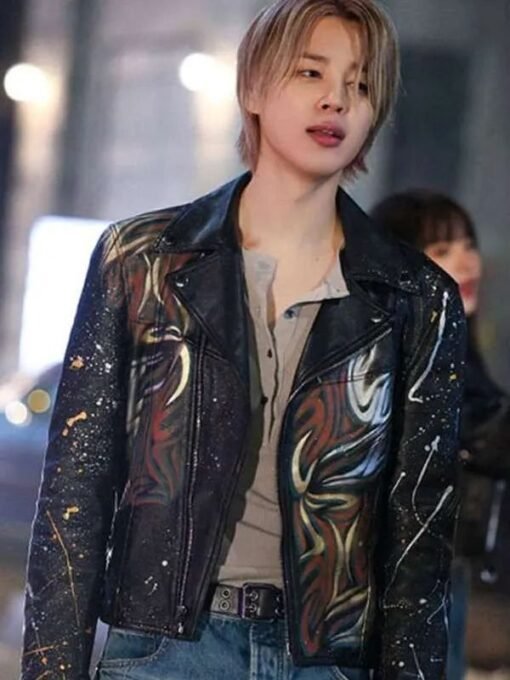 BTS Jimin Who Song 2024 Black Leather Jacket