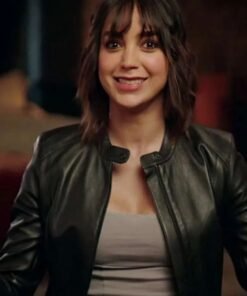 Melissa Barrera 2024 Black Leather Jacket