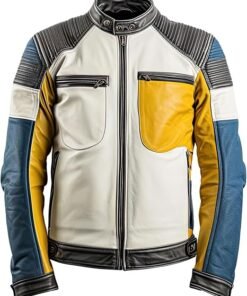 Multi color Moto Racer Leather Jacket