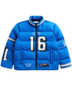 Off Season Jared Goff Detroit Lions Blue Puffer Jacket