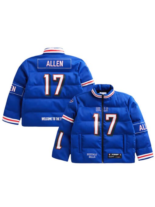 Josh Allen NFL Player Blue Puffer Jacket