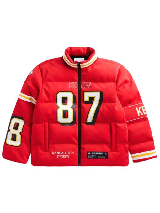 Off Season Travis Kelce Chiefs Player Red Puffer Jacket