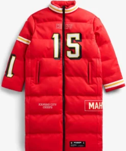 Off Season Kansas City Chiefs Red Puffer Long Coat