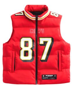 Off Season Travis Kelce Chiefs Player Red Puffer Vest