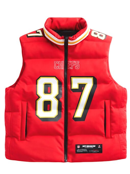 Off Season Travis Kelce Chiefs Player Red Puffer Vest