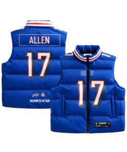 Josh Allen NFL Player Blue Puffer Vest