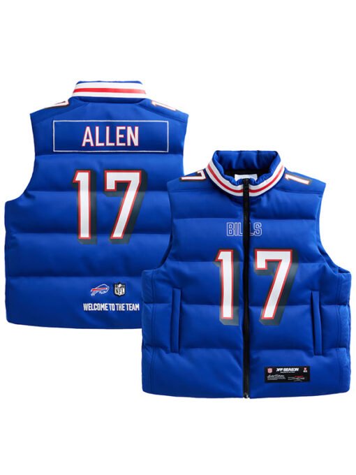 Josh Allen NFL Player Blue Puffer Vest