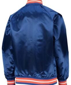 NY Knicks Full-Snap Blue Satin Jacket