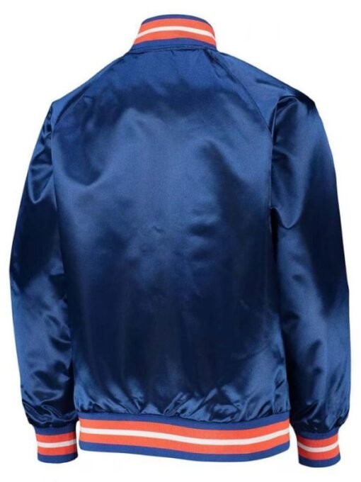 NY Knicks Full-Snap Blue Satin Jacket