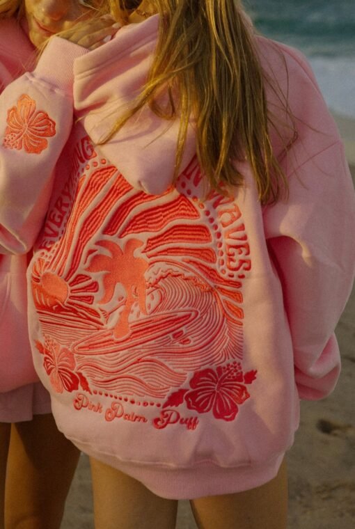 Pink Palm Puff Hoodie