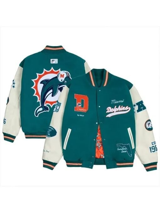 GOLF WANG Miami Dolphins Letterman Full-Snap Jacket