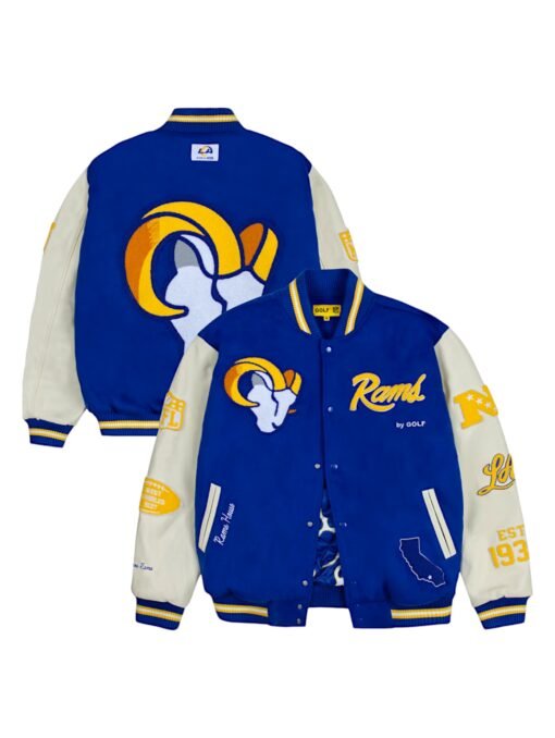 NFL GOLF WANG Los Angeles Rams Royal Varsity Full-Snap Jacket