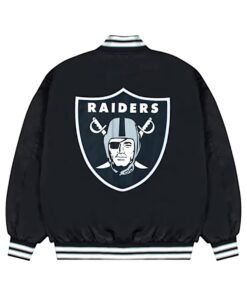 Las Vegas Raiders Gray and White Bomber Black Jacket