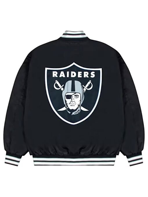 Las Vegas Raiders Gray and White Bomber Black Jacket