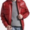 Men Lambskin Bomber Red Leather Jacket