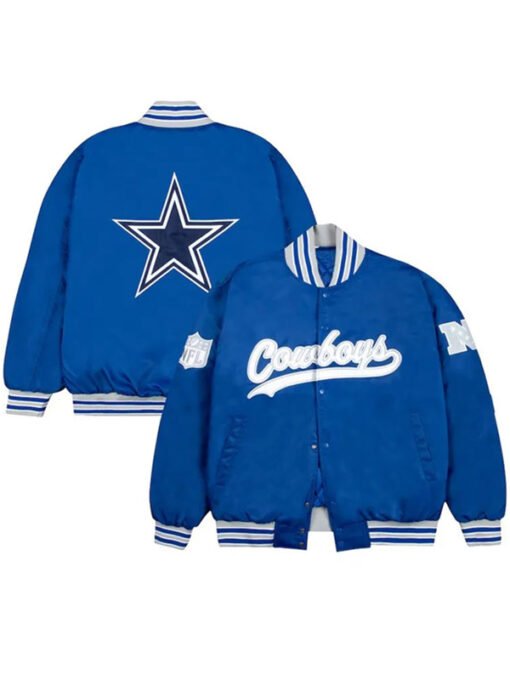 NFL GOLF WANG Dallas Cowboys Full-Snap Bomber Satin Jacket