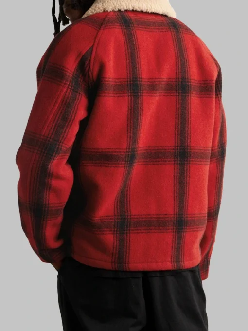 Post Malone Red Shearling Plaid Jacket