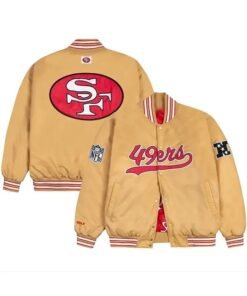 NFL San Francisco 49ers Satin Full-Snap Gold Bomber Jacket