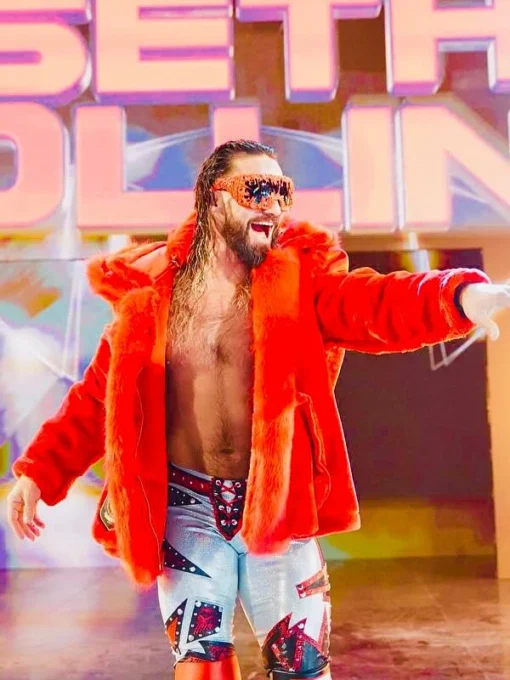 WWE Raw Red Seth Rollins Fur Jacket