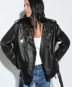 Tabitha Oversized Moto Super Bowl LIX Jacket