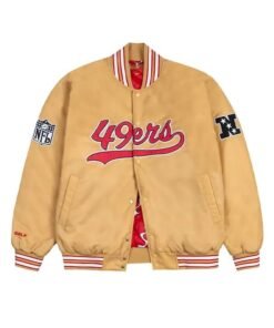 GOLF WANG San Francisco 49ers Satin Gold Bomber Jacket