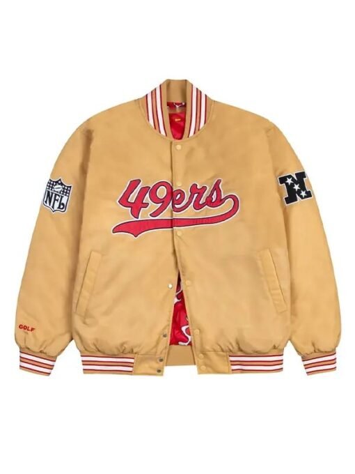 GOLF WANG San Francisco 49ers Satin Gold Bomber Jacket