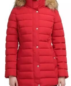 Women’s Fur Hooded Red Coat