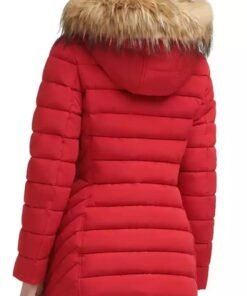 Women Red Coat with Fur Hood