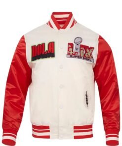 Men’s LIX Super Bowl Cream Sublimated Satin Jacket