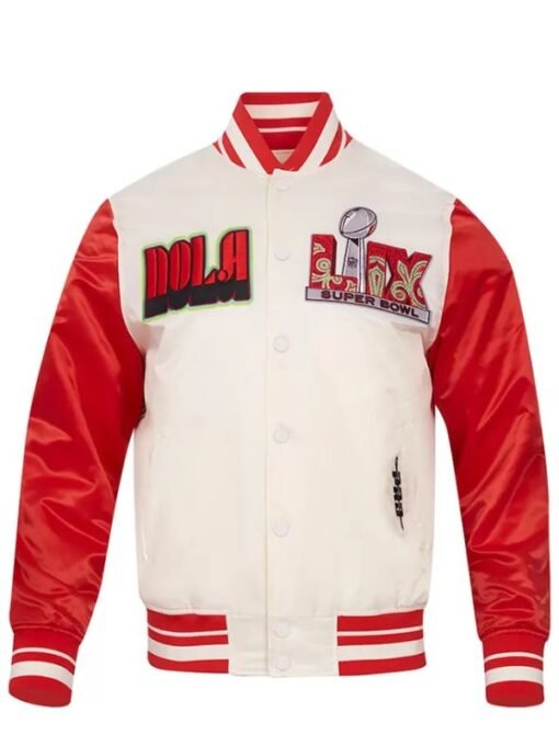 Men’s LIX Super Bowl Cream Sublimated Satin Jacket