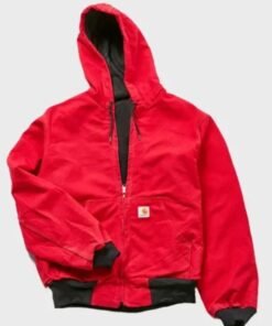 Vintage Red Carhartt Hooded Bomber Jacket