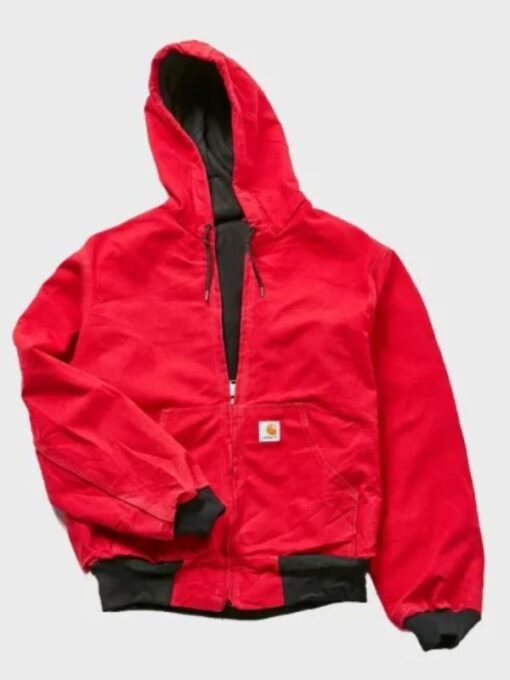 Vintage Red Carhartt Hooded Bomber Jacket