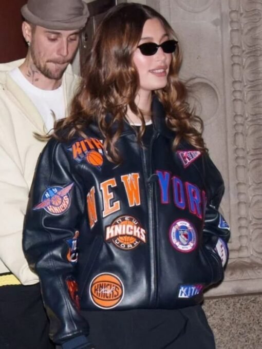 New York Knicks Hailey Bieber Leather Jacket