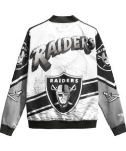 Las Vegas Raiders Chalk Line Fanimation Satin Full-Snap Jacket - Black