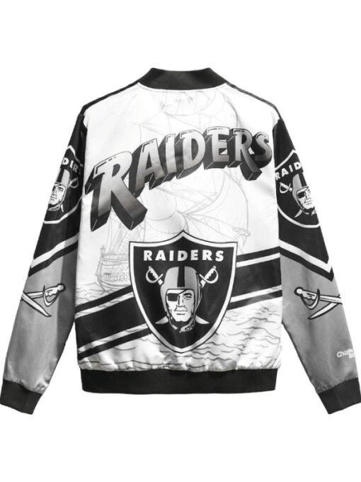 Las Vegas Raiders Chalk Line Fanimation Satin Full-Snap Jacket - Black